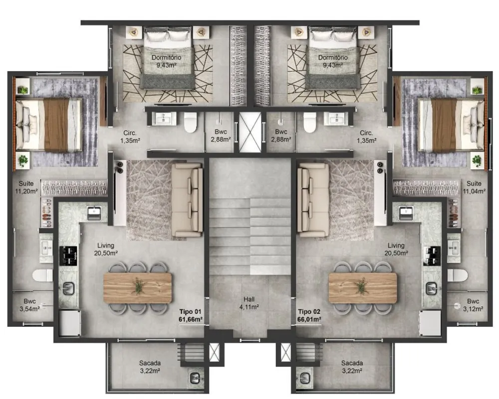 Apartamento, 2 quartos, 56 m² - Foto 2
