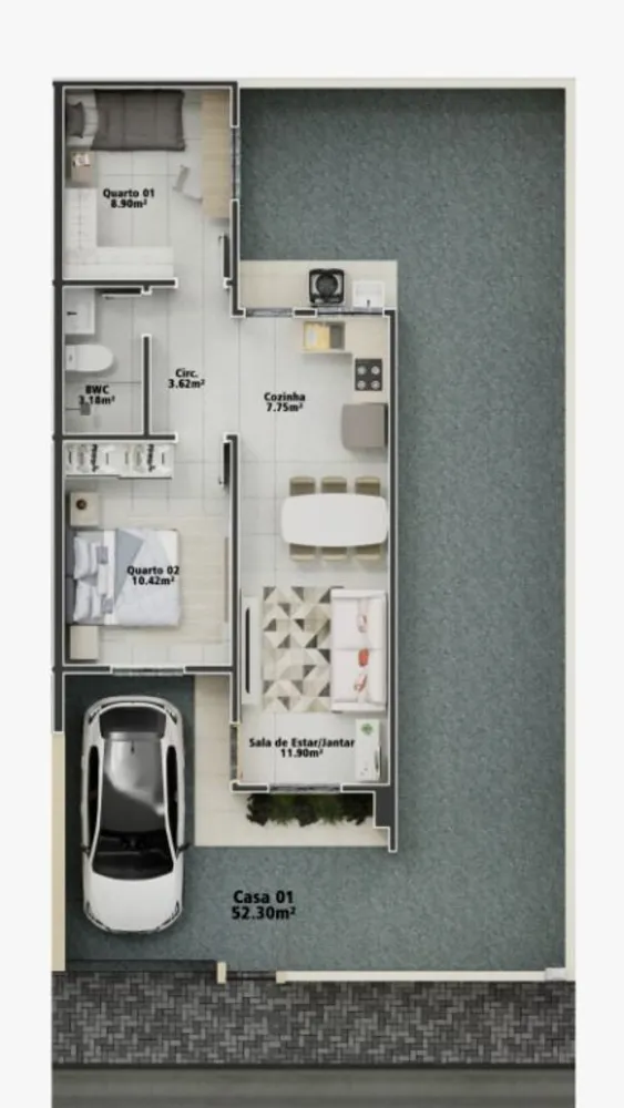Casa, 2 quartos, 52 m² - Foto 2
