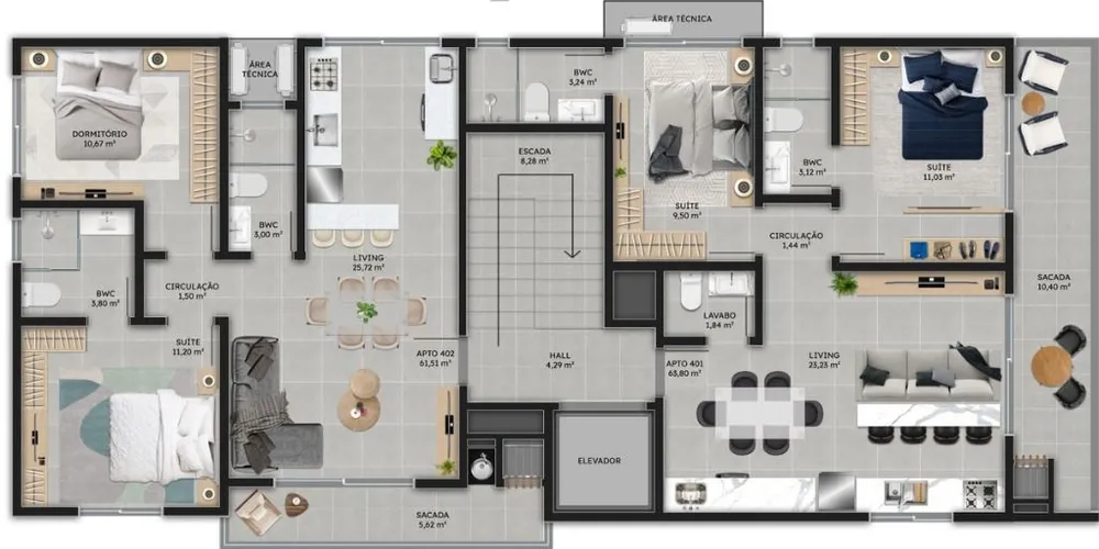Apartamento, 2 quartos, 71 m² - Foto 3