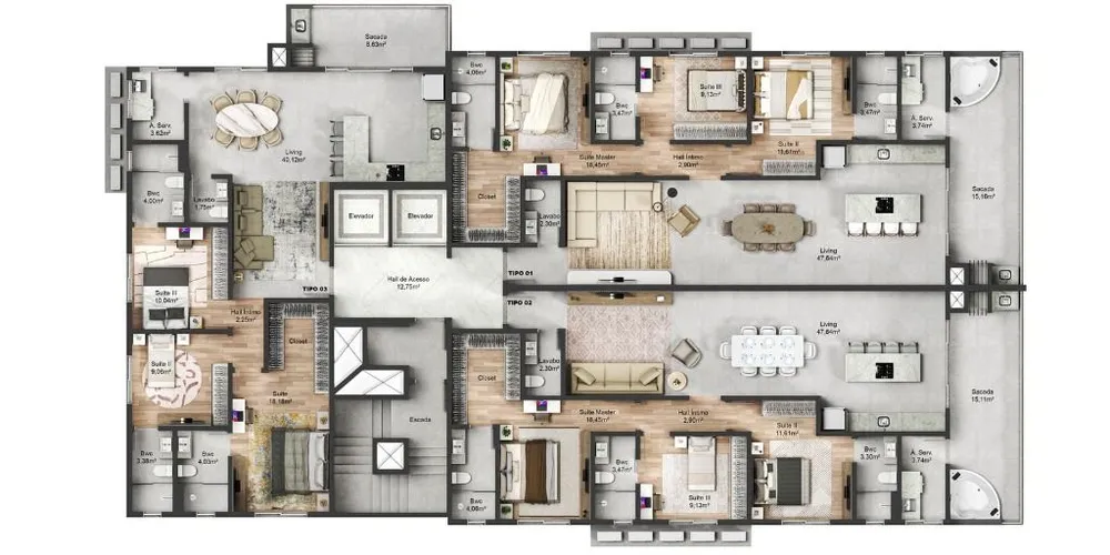 Apartamento, 3 quartos, 124 m² - Foto 2