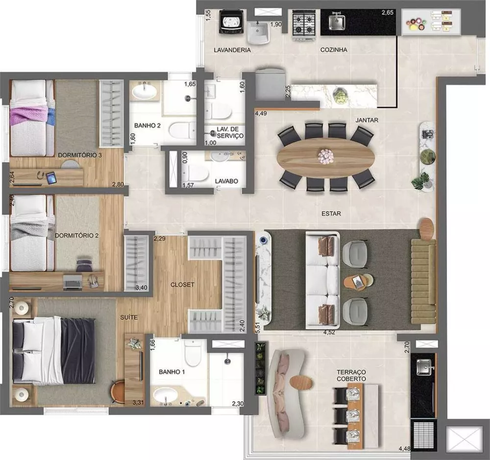 Apartamento, 3 quartos, 128 m² - Foto 3