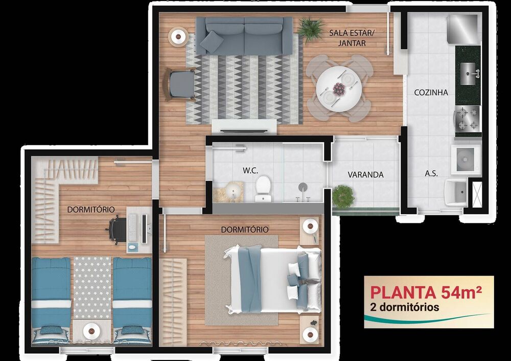 Apartamento, 2 quartos, 54 m² - Foto 3