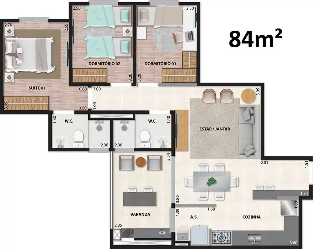 Apartamento, 3 quartos, 84 m² - Foto 9