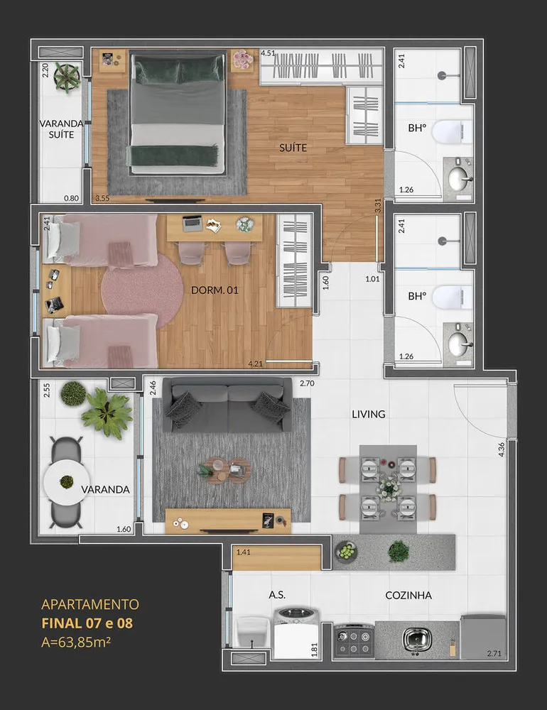 Apartamento, 2 quartos, 63 m² - Foto 12