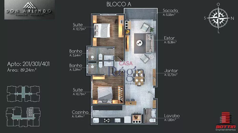 Apartamento à venda com 2 quartos, 89m² - Foto 9