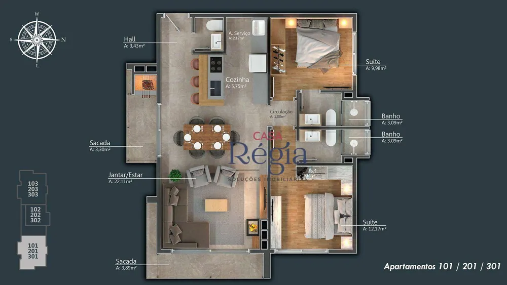 Apartamento, 2 quartos, 83 m² - Foto 3
