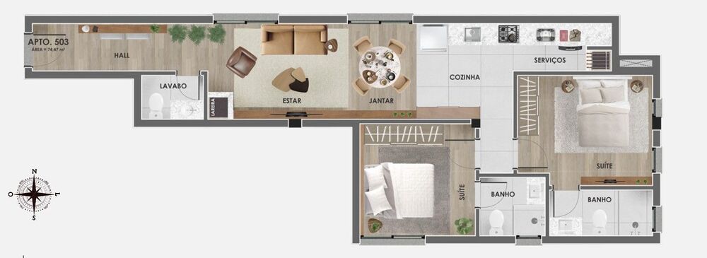 Apartamento, 2 quartos, 74 m² - Foto 7
