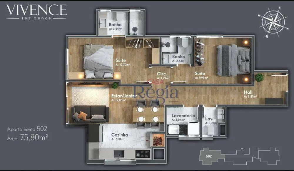 Apartamento, 2 quartos, 75 m² - Foto 7