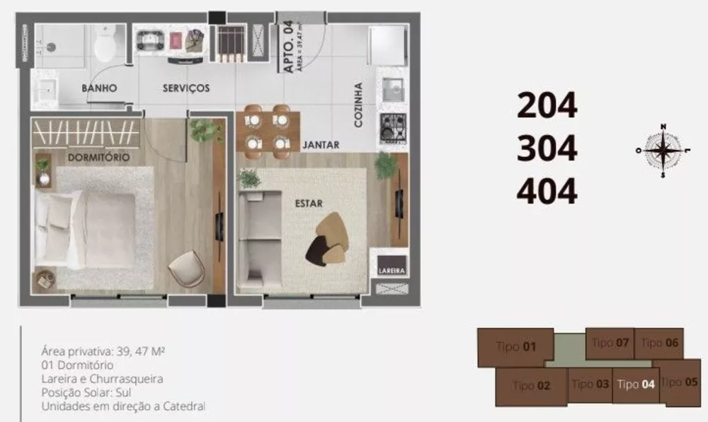 Apartamento à venda com 1 quarto, 38m² - Foto 3