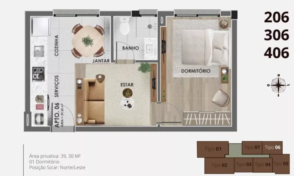 Apartamento à venda com 1 quarto, 38m² - Foto 2