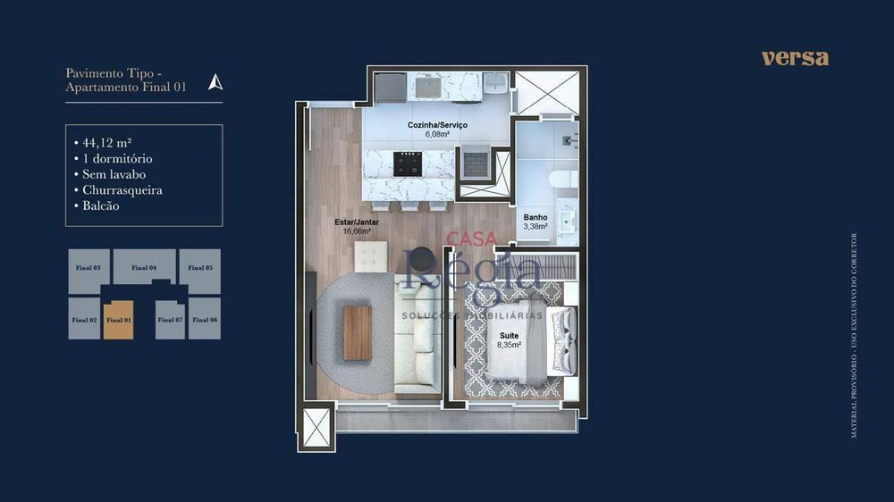 Apartamento à venda com 1 quarto, 44m² - Foto 3