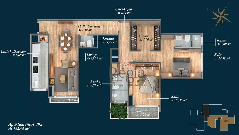 Apartamento à venda com 2 quartos, 102m² - Foto 6