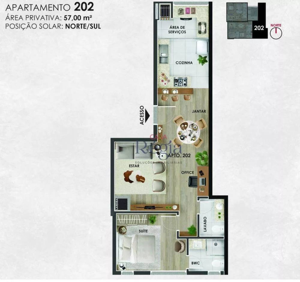 Apartamento à venda com 1 quarto, 57m² - Foto 1