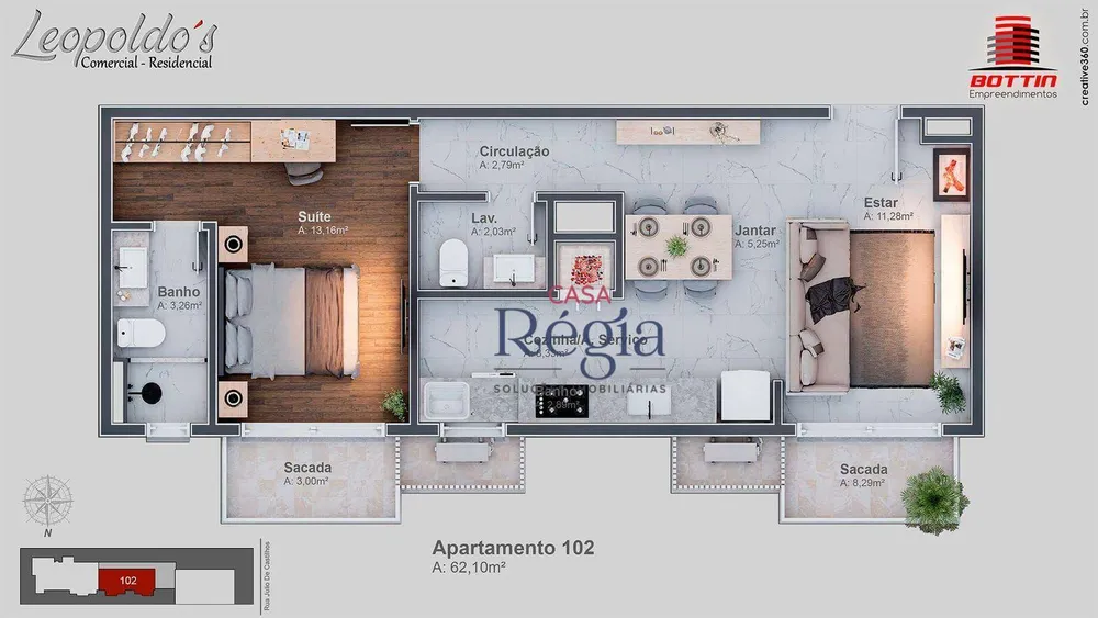 Apartamento, 1 quarto, 62 m² - Foto 7