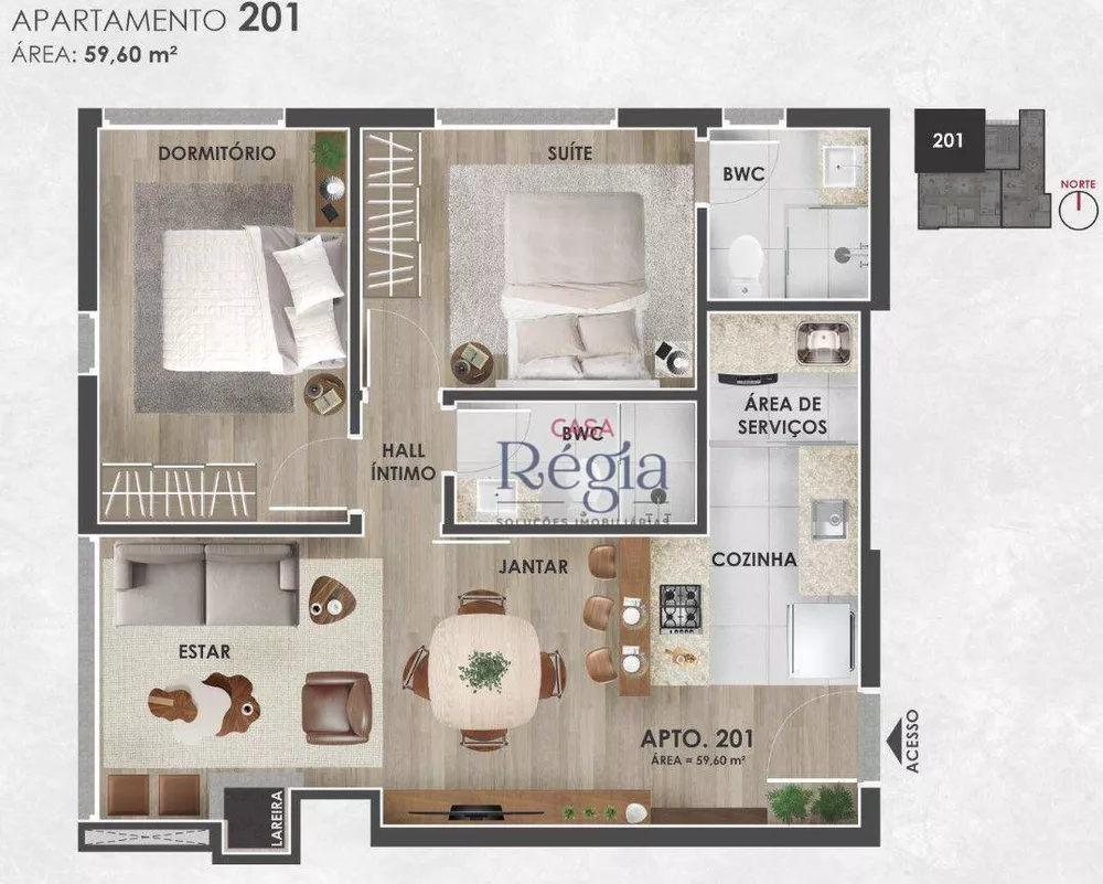 Apartamento à venda com 2 quartos, 60m² - Foto 1