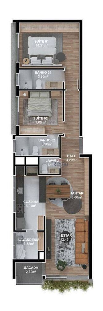 Apartamento à venda com 2 quartos, 90m² - Foto 4