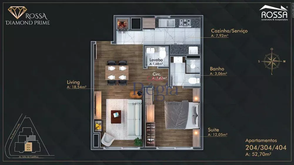 Apartamento, 1 quarto, 52 m² - Foto 1