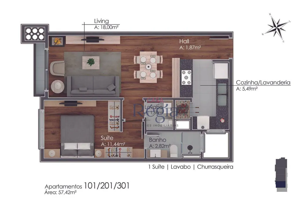 Apartamento, 1 quarto, 57 m² - Foto 6