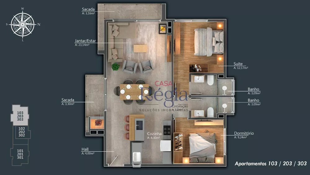 Apartamento à venda com 2 quartos, 82m² - Foto 2