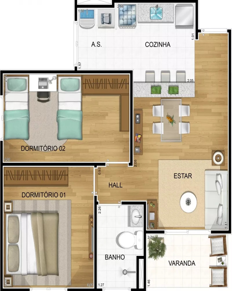 Apartamento, 2 quartos, 57 m² - Foto 2