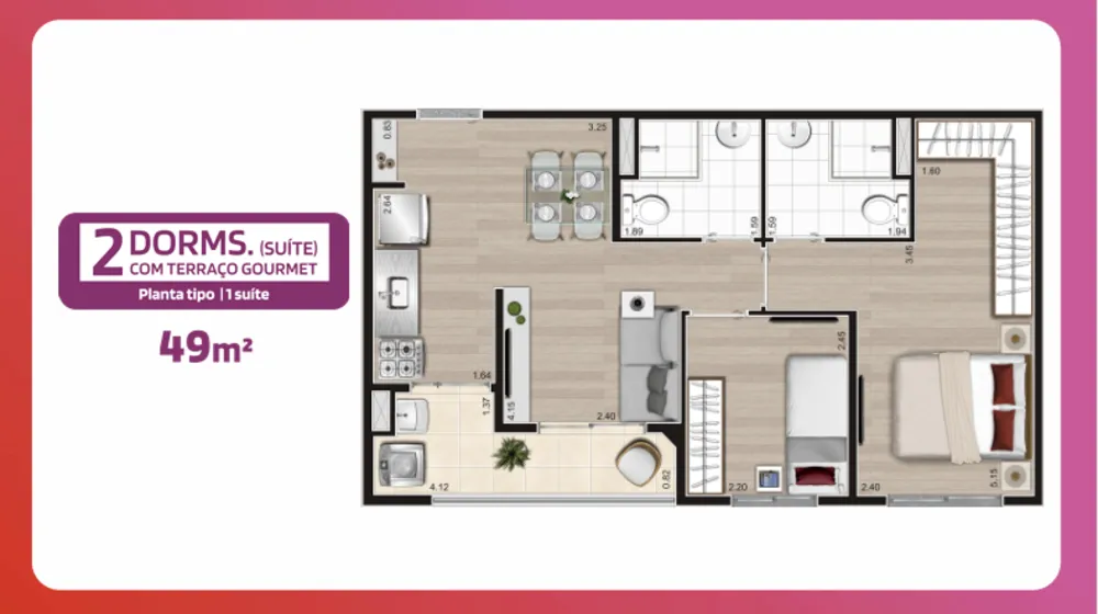 Apartamento, 2 quartos, 47 m² - Foto 1