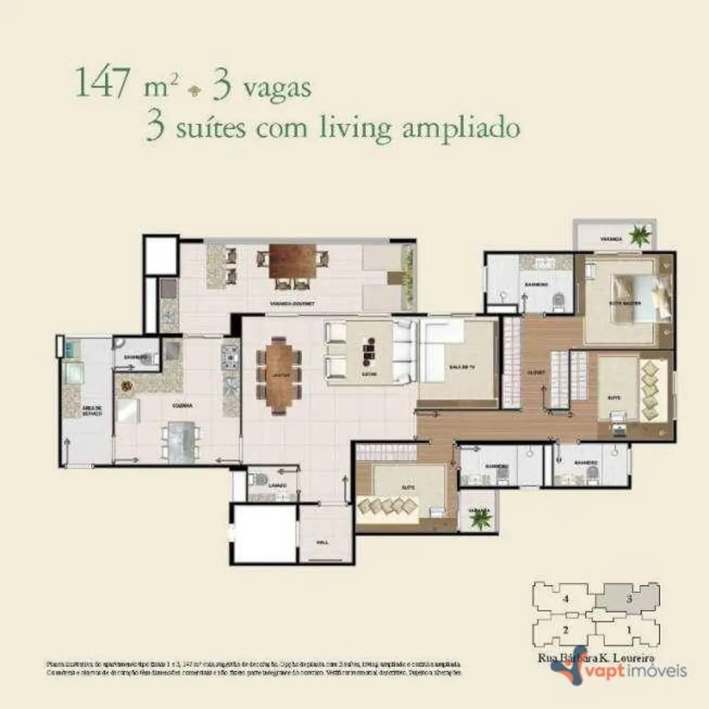 Apartamento, 3 quartos, 147 m² - Foto 2