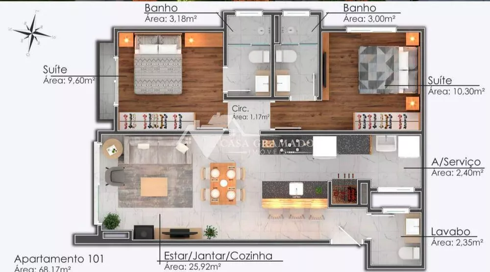 Apartamento, 2 quartos, 68 m² - Foto 1