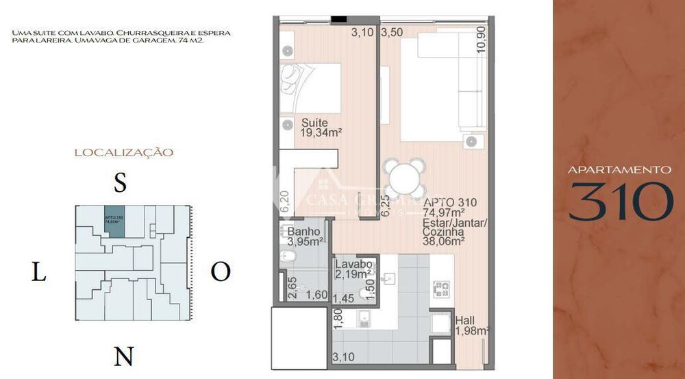 Apartamento, 1 quarto, 62 m² - Foto 2