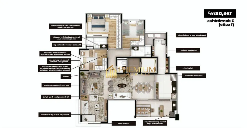 Apartamento, 3 quartos, 136 m² - Foto 3