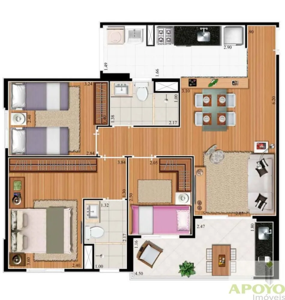 Apartamento, 3 quartos, 70 m² - Foto 3