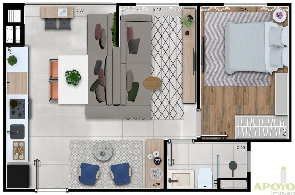 Apartamento, 1 quarto, 38 m² - Foto 1