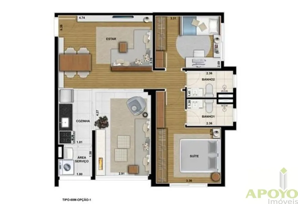 Apartamento, 2 quartos, 68 m² - Foto 5