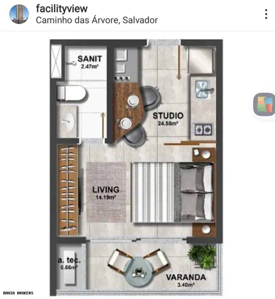 Apartamento, 1 quarto, 25 m² - Foto 1