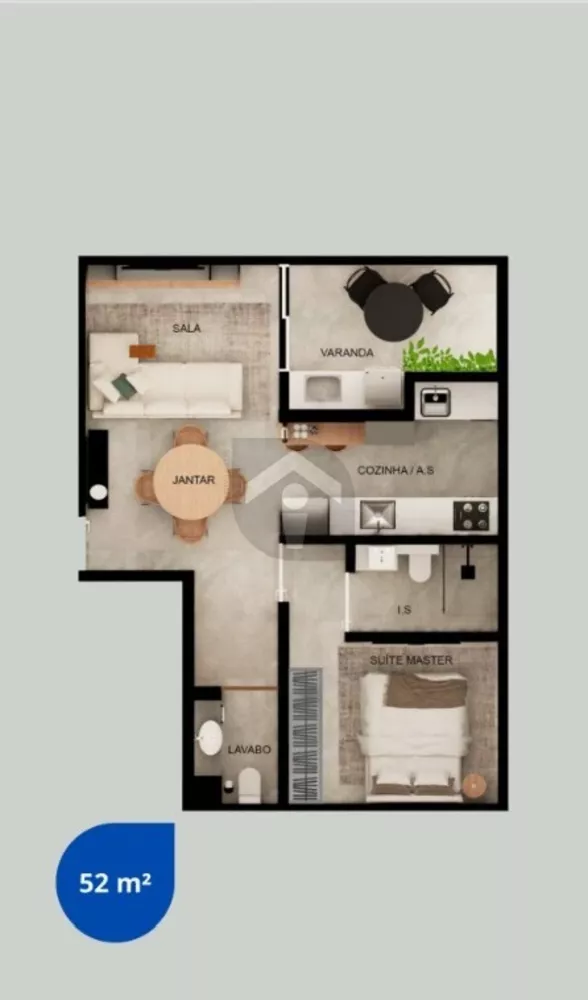 Apartamento, 1 quarto, 52 m² - Foto 1