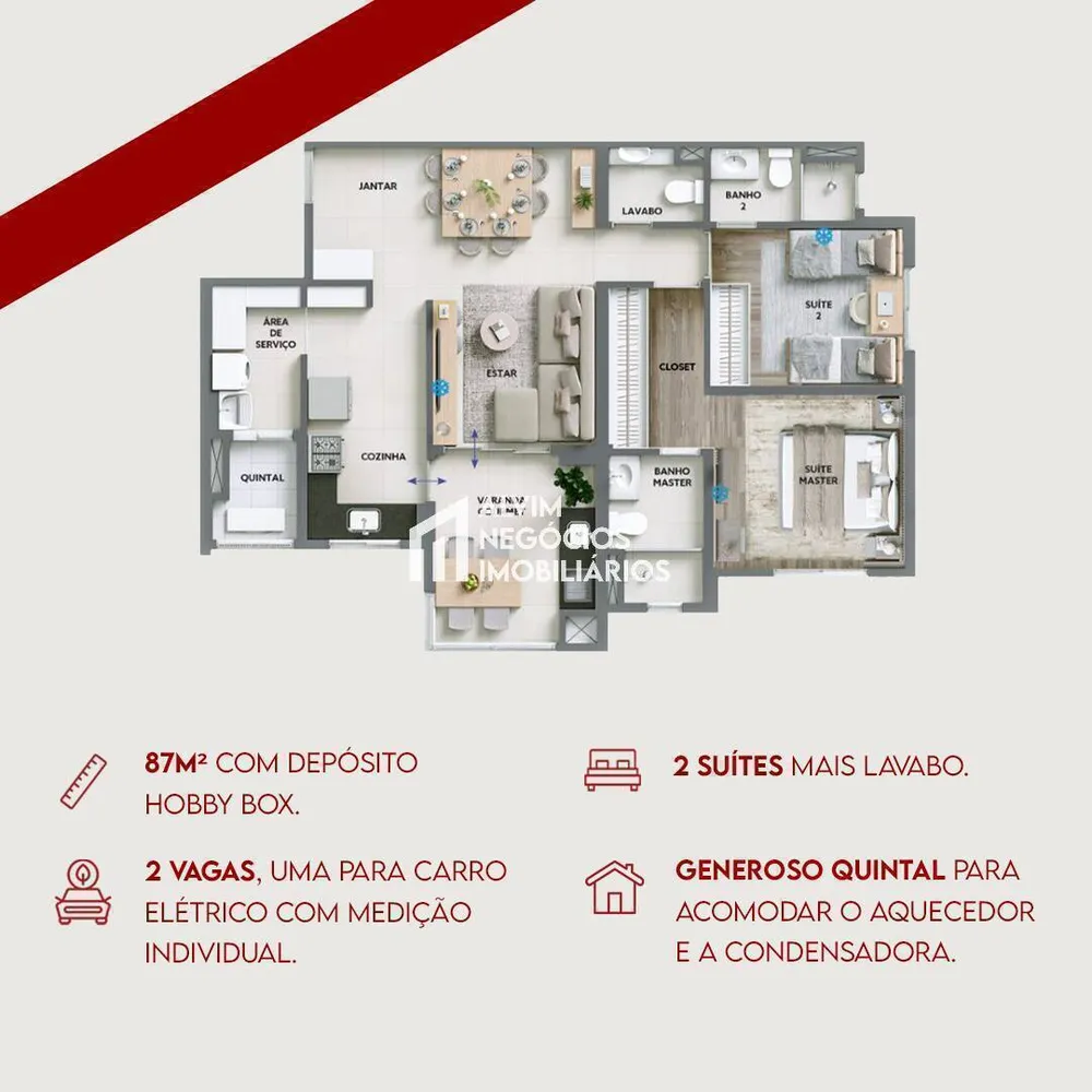 Apartamento, 2 quartos, 87 m² - Foto 2