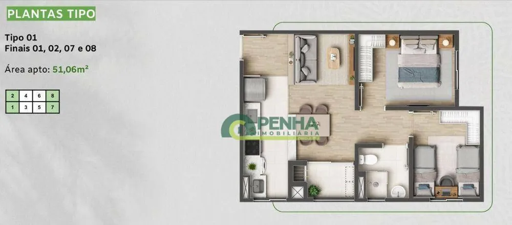 Apartamento, 2 quartos, 51 m² - Foto 7