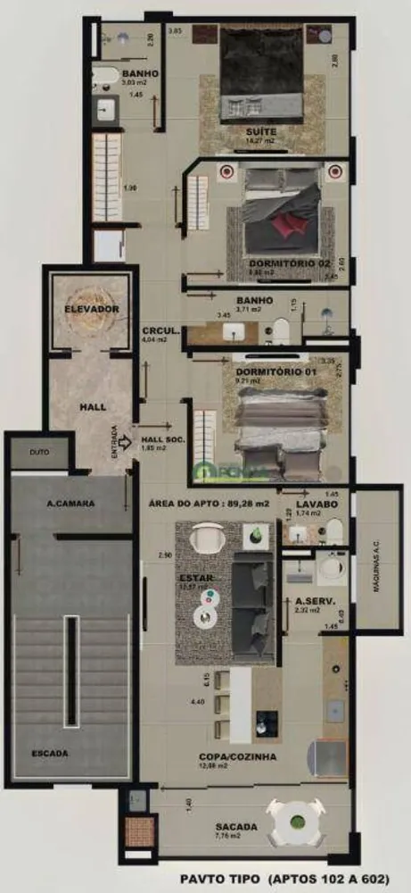 Apartamento, 3 quartos, 89 m² - Foto 3