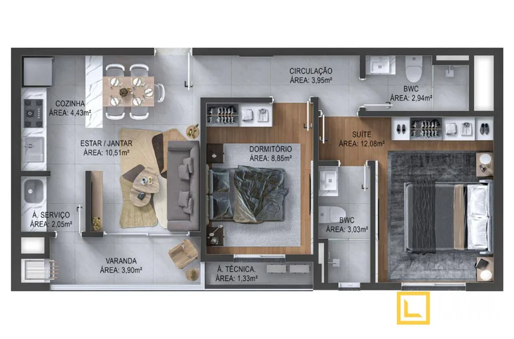 Apartamento, 2 quartos, 63 m² - Foto 4