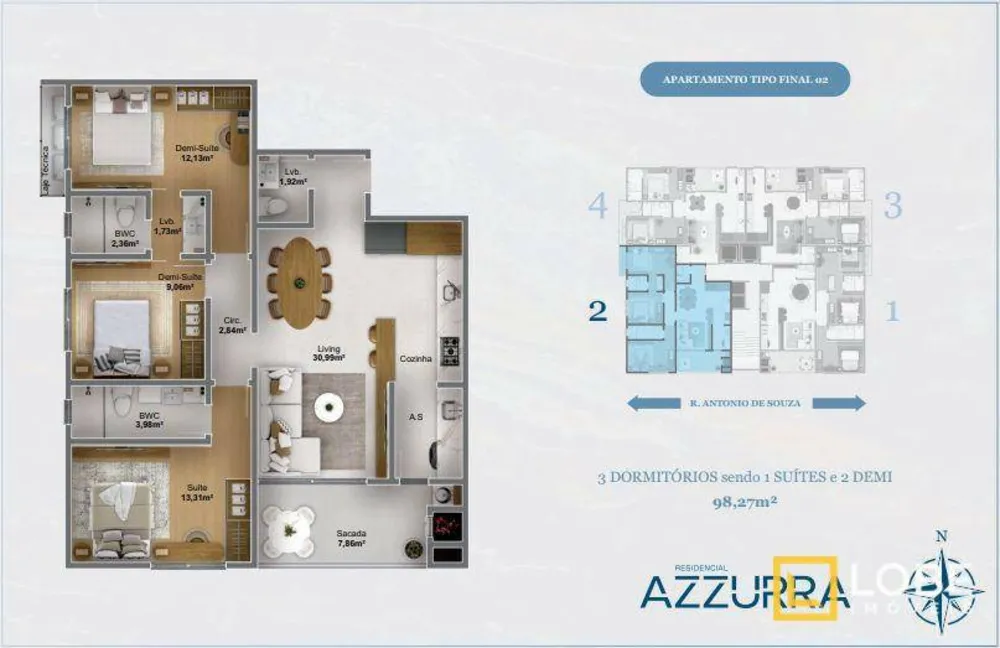 Apartamento, 3 quartos, 98 m² - Foto 3