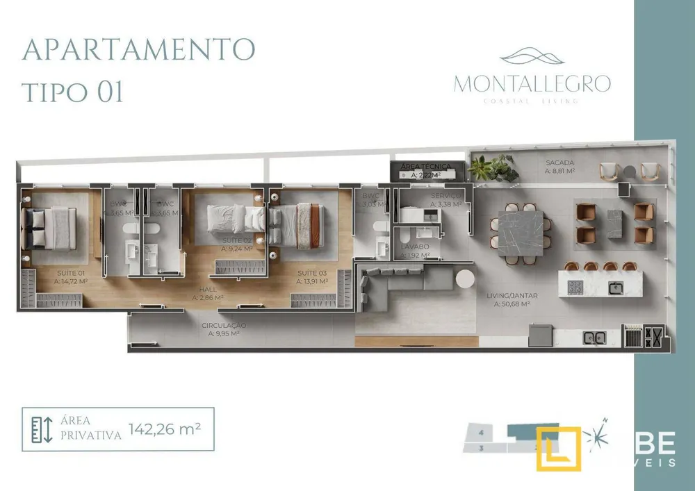 Apartamento, 3 quartos, 142 m² - Foto 3