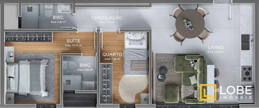 Apartamento, 2 quartos, 61 m² - Foto 1