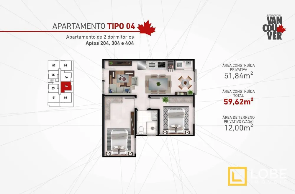 Apartamento, 2 quartos, 56 m² - Foto 4