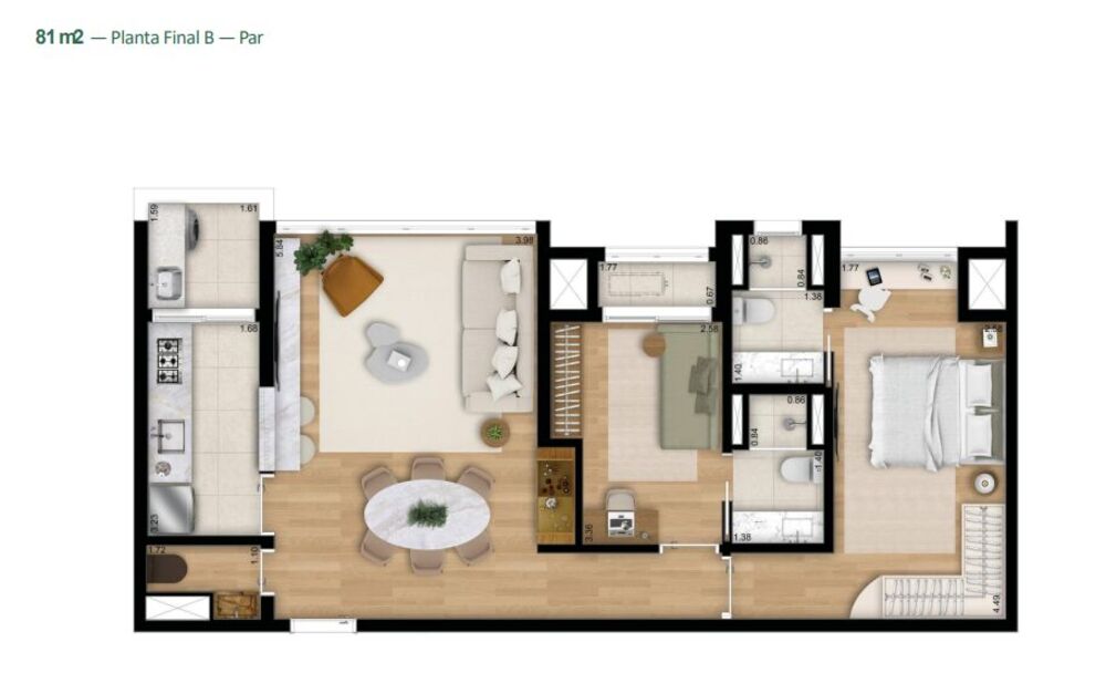 Apartamento, 2 quartos, 81 m² - Foto 1