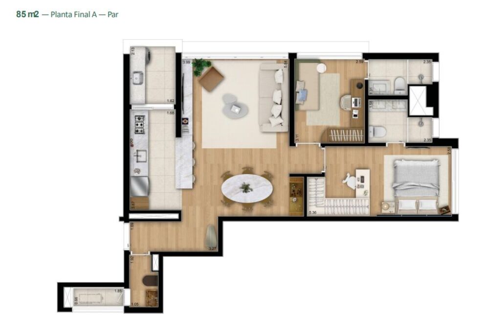 Apartamento, 2 quartos, 81 m² - Foto 3