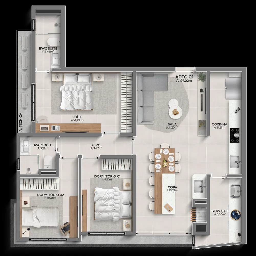 Apartamento, 2 quartos - Foto 4