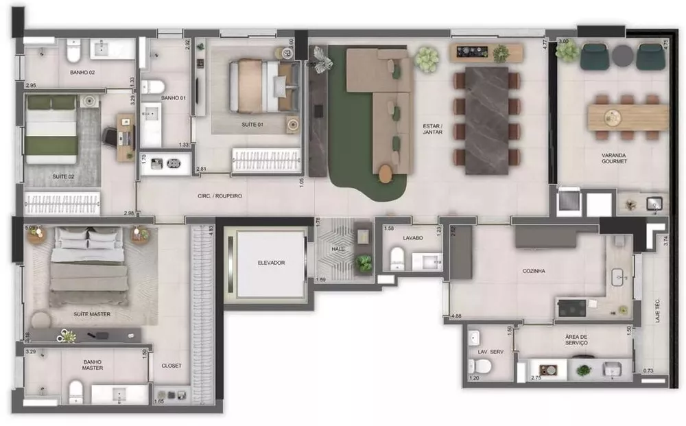 Apartamento, 3 quartos, 152 m² - Foto 1