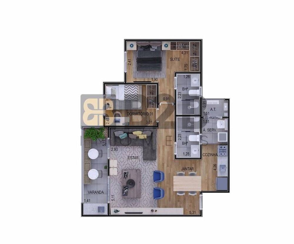 Apartamento, 2 quartos, 62 m² - Foto 3