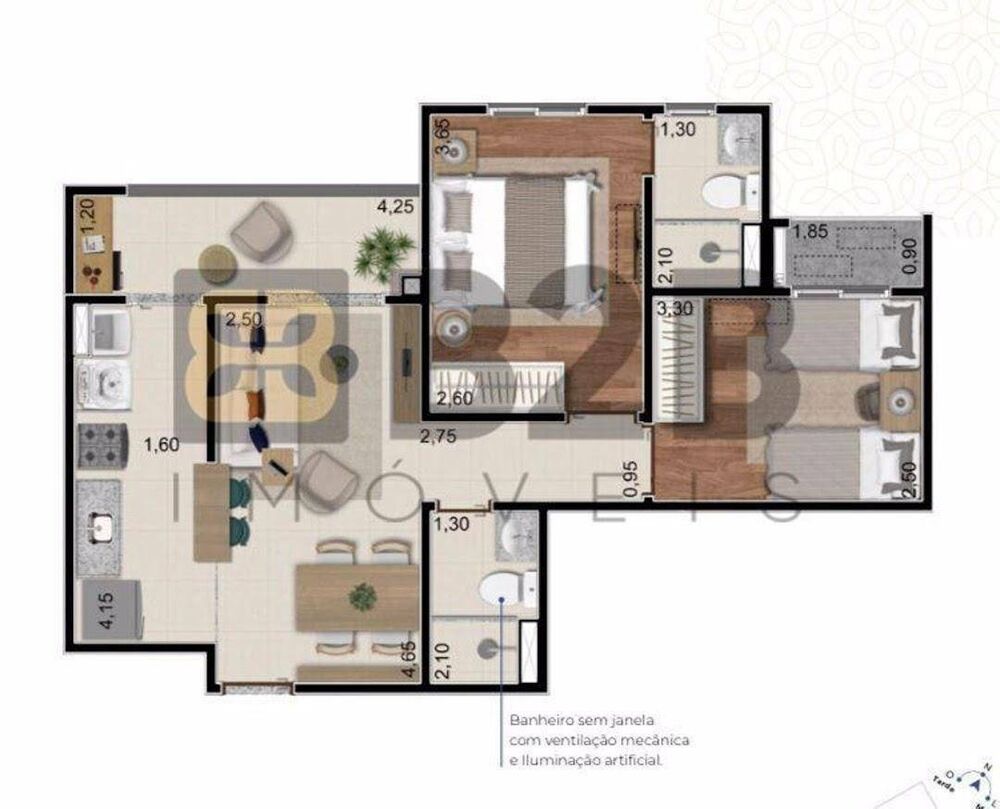 Apartamento, 2 quartos, 59 m² - Foto 3