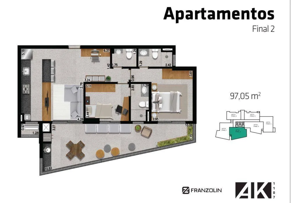 Apartamento, 2 quartos, 97 m² - Foto 2