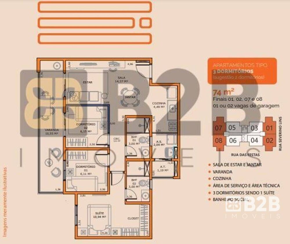 Apartamento, 3 quartos, 74 m² - Foto 3